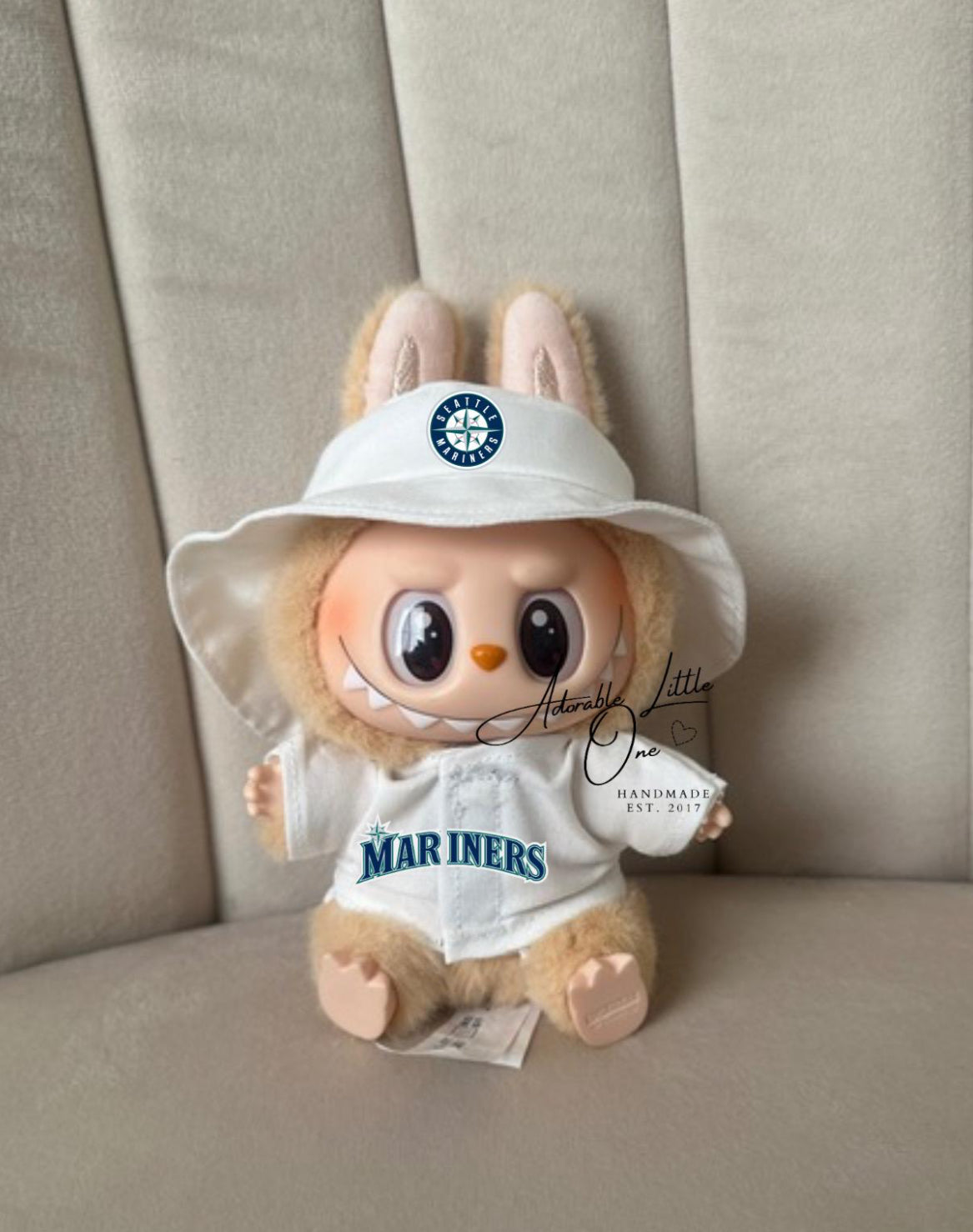 Mariners Jersey Hat Labubu Clothes Set