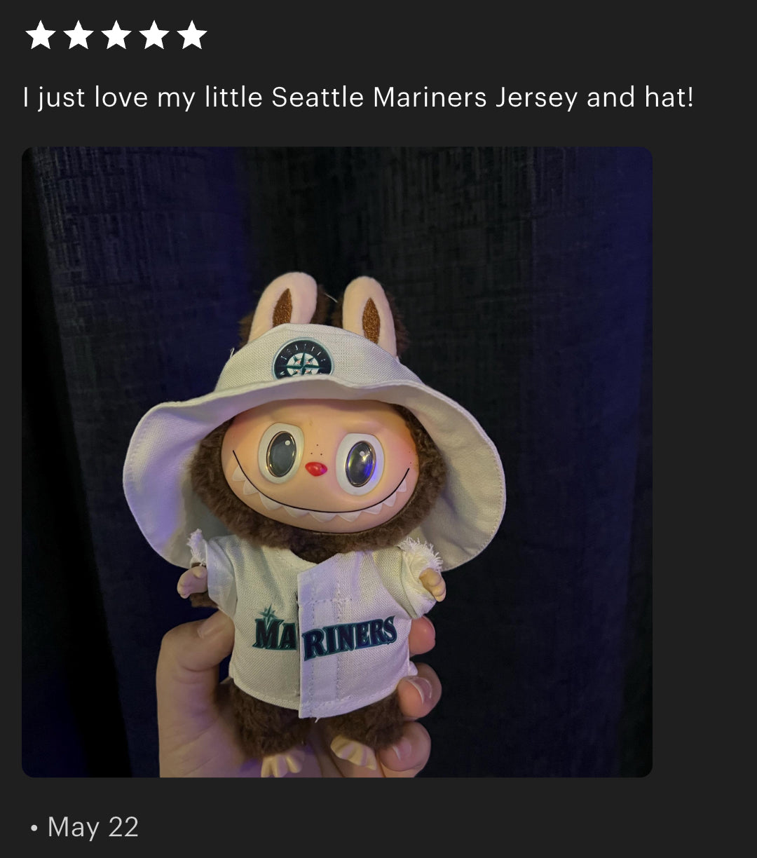 Mariners Jersey Hat Labubu Clothes Set