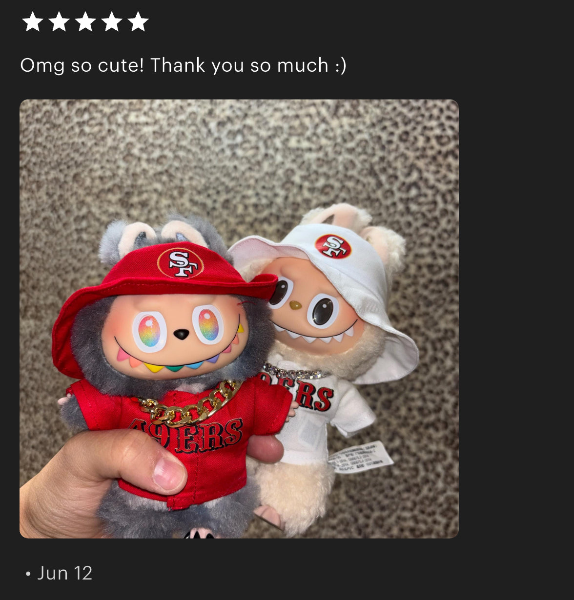 49ers Jersey Hat Labubu Clothes Set