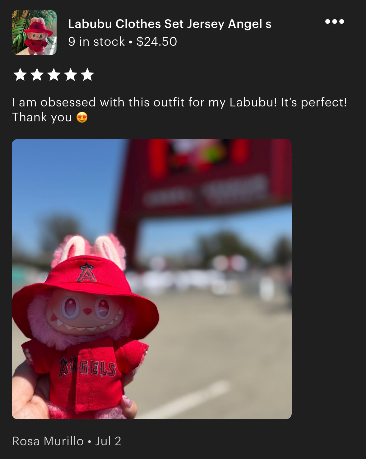 Angels Jersey Hat Labubu Clothes Set