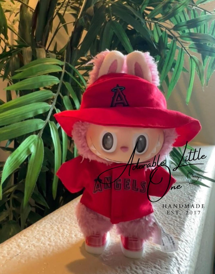 Angels Jersey Hat Labubu Clothes Set