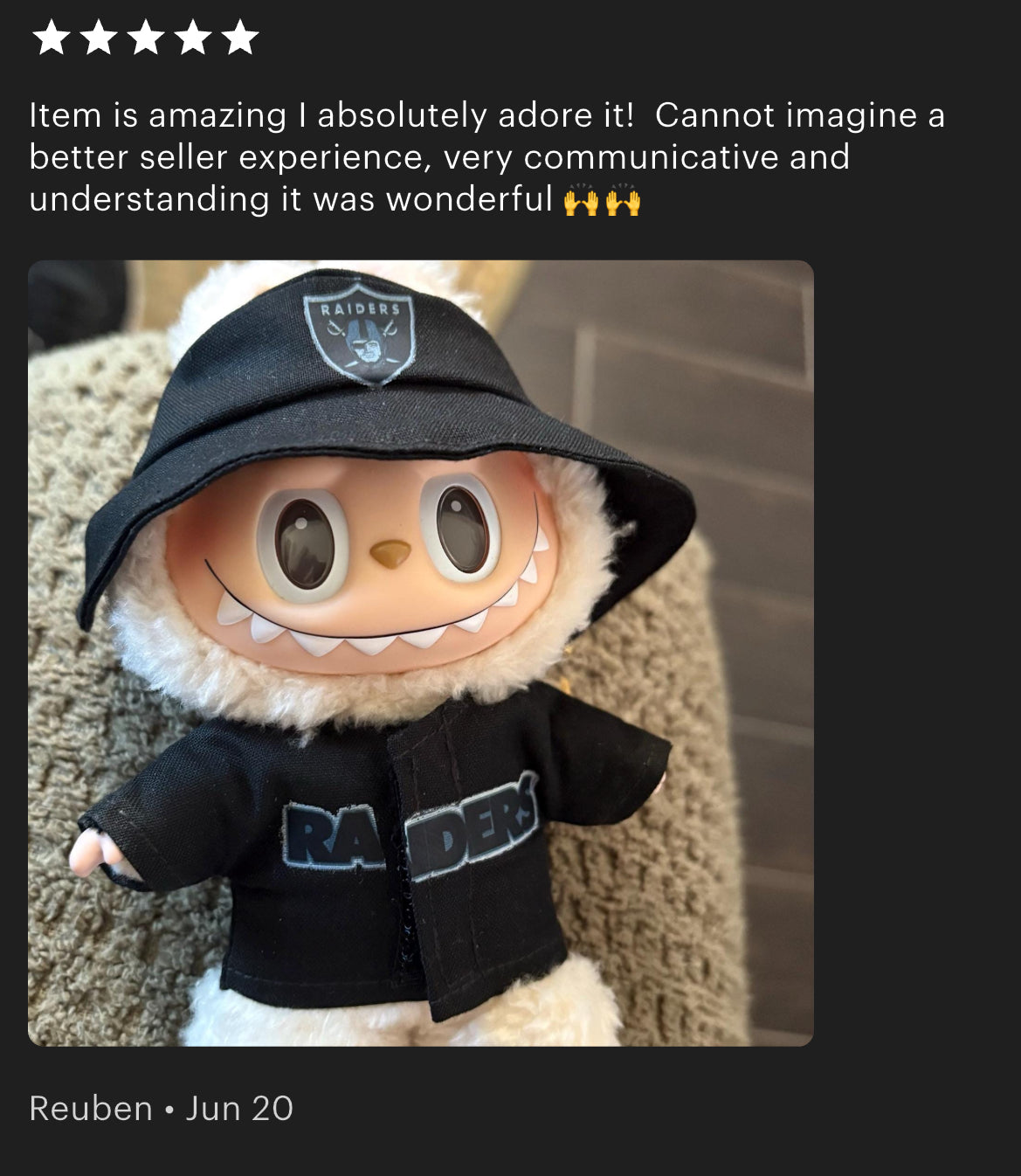Raiders Jersey Hat Labubu Clothes Set
