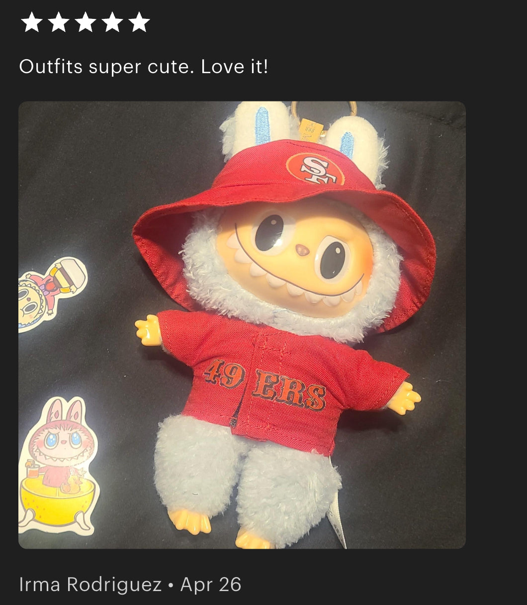 49ers Jersey Hat Labubu Clothes Set