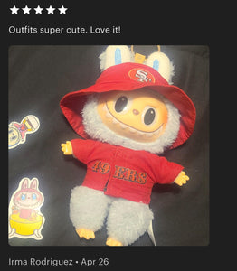 49ers Jersey Hat Labubu Clothes Set