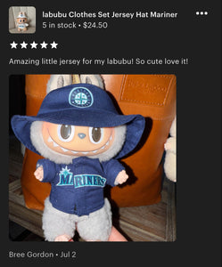 Mariners Jersey Hat Labubu Clothes Set