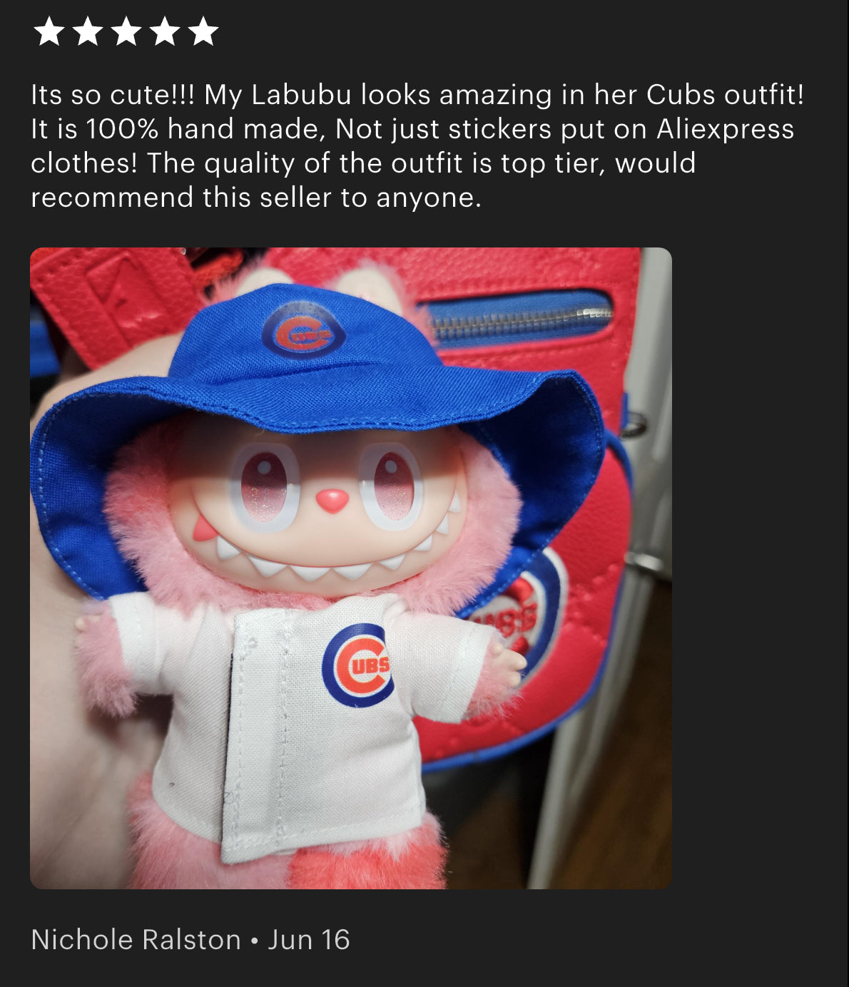 Cubs Jersey Hat Labubu Clothes Set