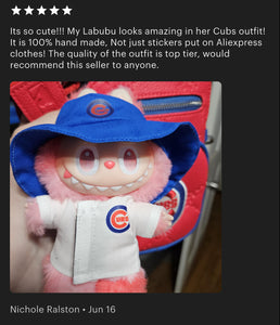 Cubs Jersey Hat Labubu Clothes Set