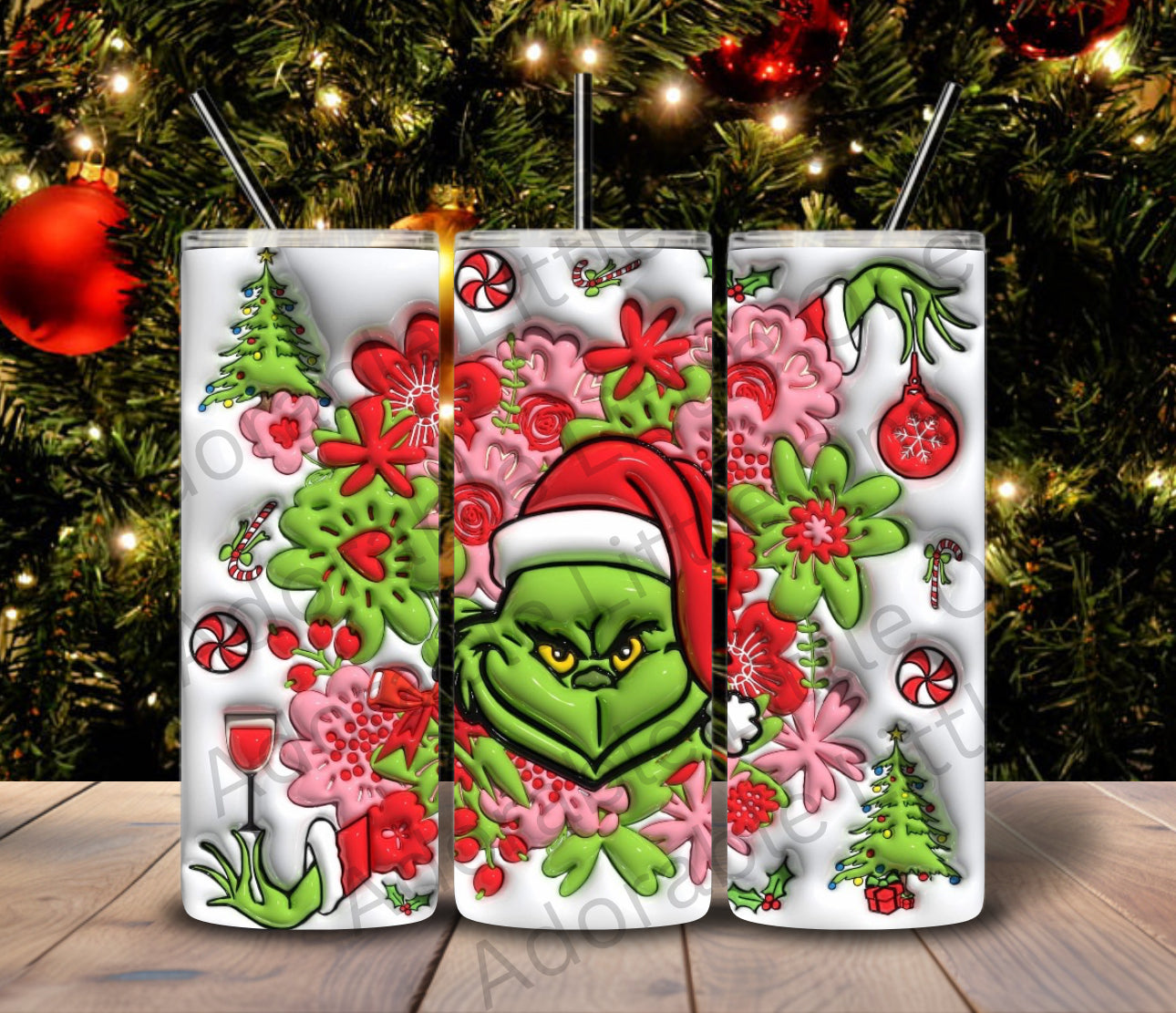 Grinch Floral Tumbler