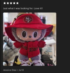 49ers Jersey Hat Labubu Clothes Set