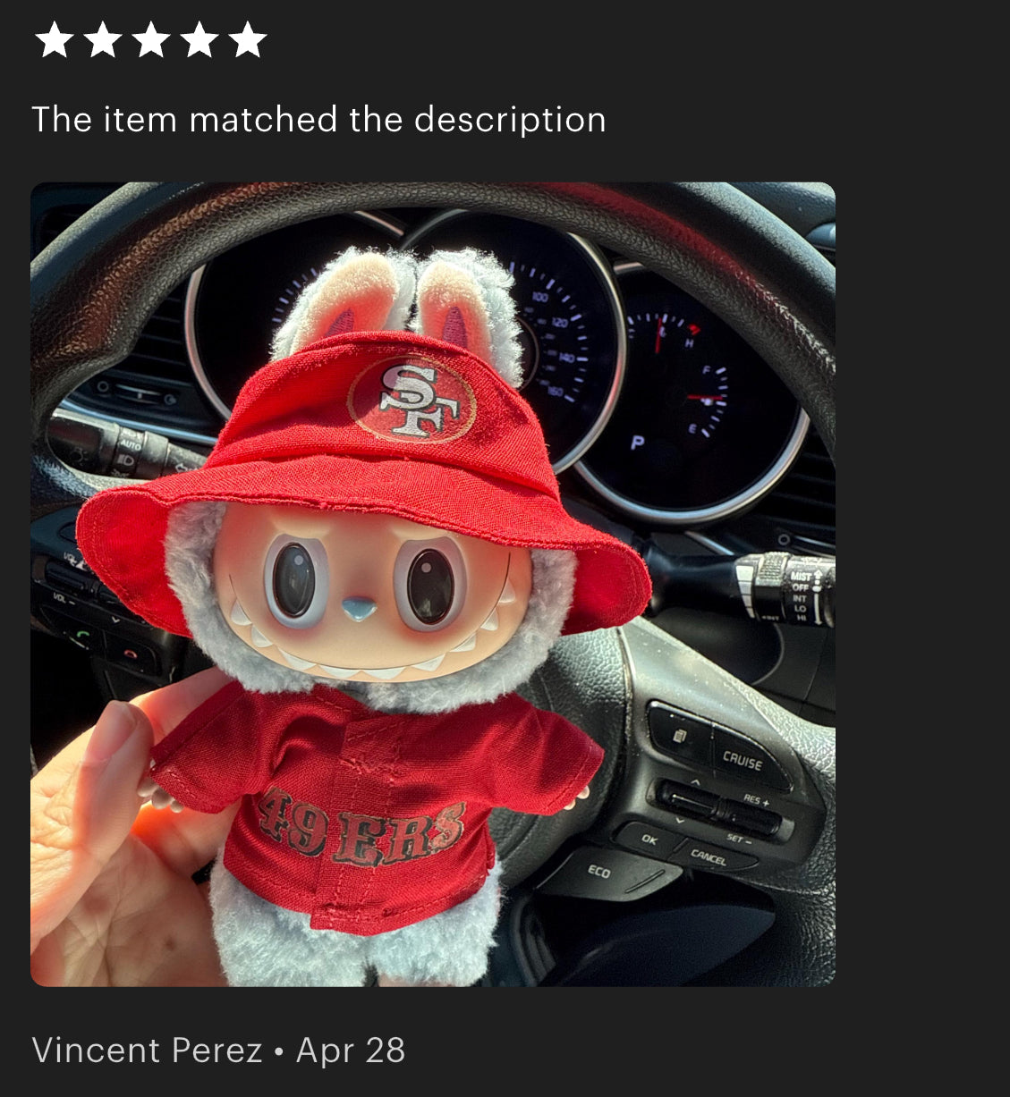 49ers Jersey Hat Labubu Clothes Set