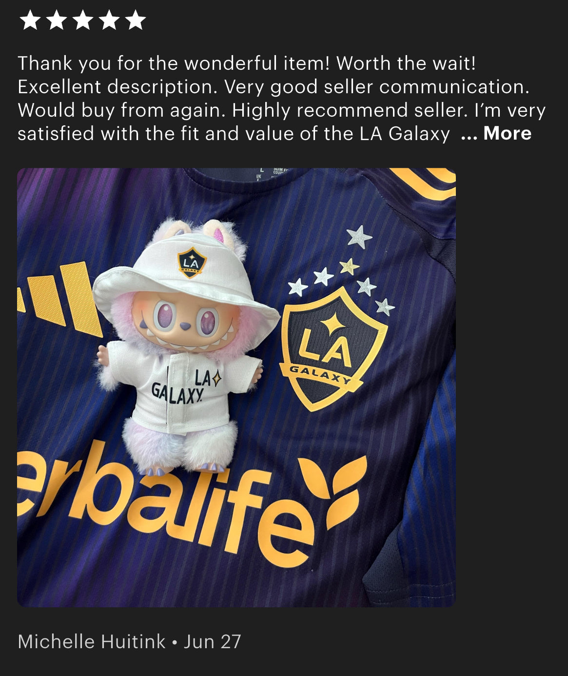 LA Galaxy Jersey Hat Labubu Clothes Set