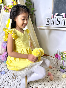 Yellow Fancy Laced Dress